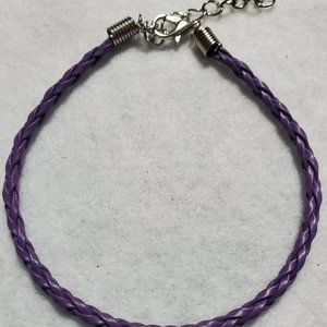 Purple Braided Leather Bracelet - Wrist or Ankle